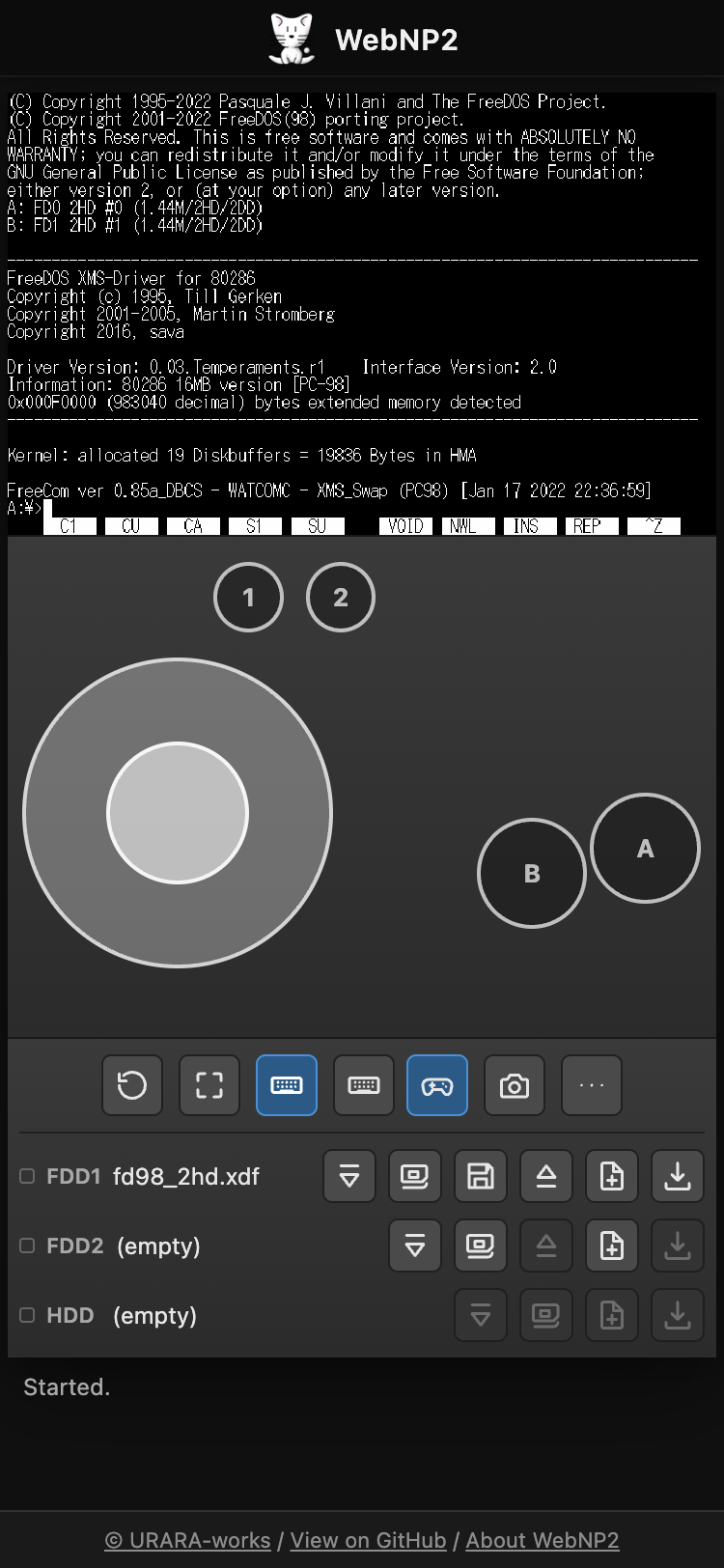 Virtual Pad below the game screen on a phone in portrait orientation