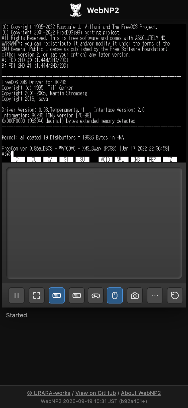 Virtual Trackpad shown below the game screen on a phone