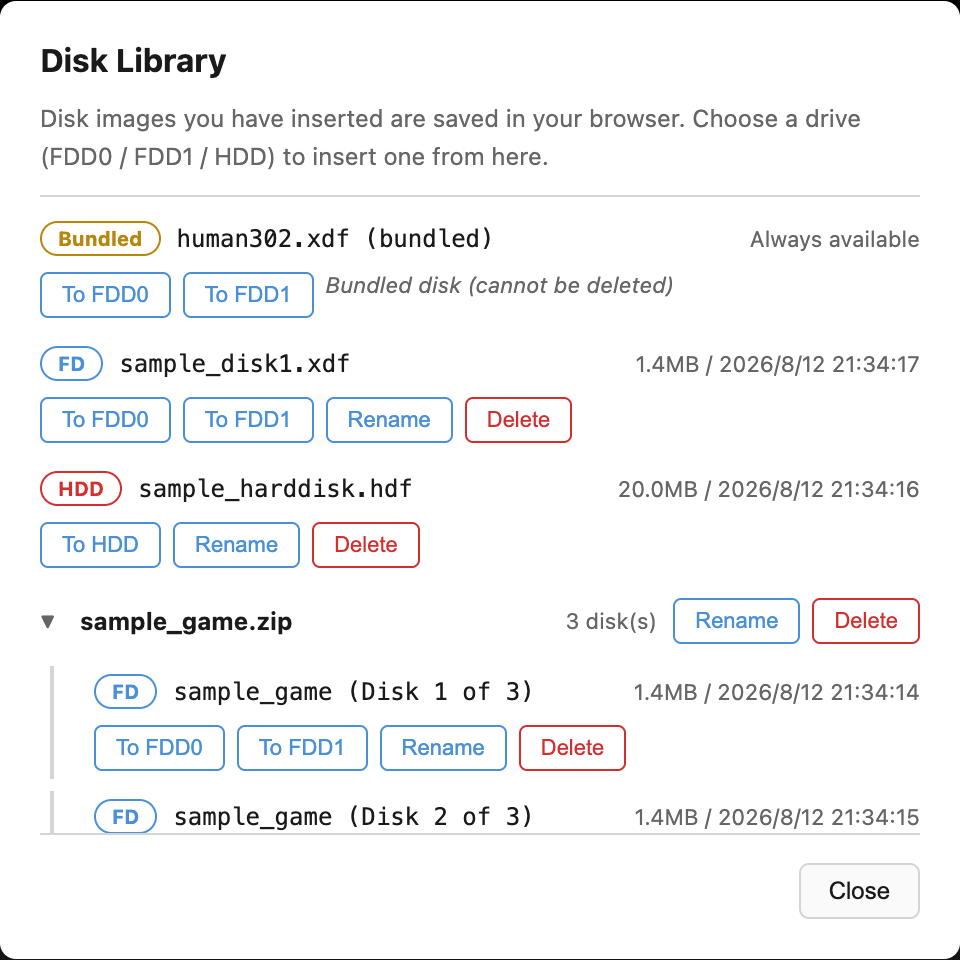 Disk Library dialog